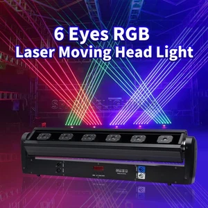 PAIDUN LED 6 Eye Laser Moving Head Light Bar RGB 6x500MW Disco DJ Party Lighting - Picture 1 of 7