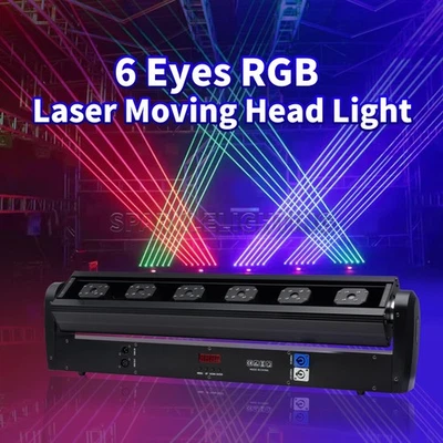 PAIDUN LED 6 Eye Laser Moving Head Light Bar RGB 6x500MW Disco DJ Party Lighting - Image 1 of 4