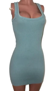 Zara Blue Ribbed Body on Micro Mini Dress Tank Ribbed S NWTS Casual Going Out - Picture 1 of 3