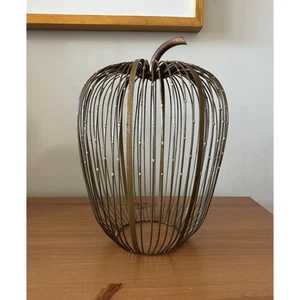 Pottery Barn Beaded Wire Metal Hurricane Pumpkin Fall Thanksgiving - 12 In - Picture 1 of 2