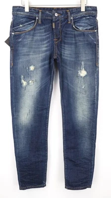 Pantalones de mezclilla para hombre TAKESHY KUROSAWA W34 azul envejecido lavado ajustados algodón puro * Foto 1 de 4