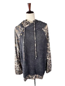 Suéter con Capucha Doble Estampado Animal Blanco Abedul Negro Y Marrón Para Mujer XL NUEVO SIN ETIQUETAS - Imagen 1 de 14