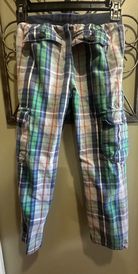 迷你Boden男童抽绳格纹工装裤,8岁(128厘米),蓝色/绿色 — 第 1/4 张图片