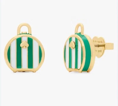 Aretes Kate Spade Verde Multi Tono Dorado Away We Go Maleta Nuevos con Etiquetas Foto 1 de 3