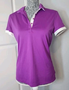Nike Golf Ladies Polo Top Medium Dri Fit Purple White Trim LOGO - Picture 1 of 9
