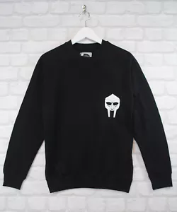 MF DOOM Badge Logo Black Urban Crew Neck Sweatshirt Jumper 2XL *CLEARANCE* - Picture 1 of 2