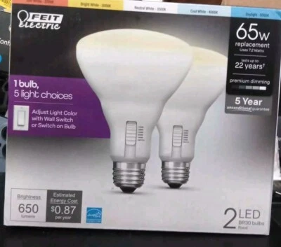 Feit LED BR30 E26 Medium LED Light Bulb White Color Changing 65 Watt - Image 1 of 4