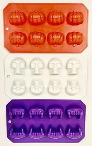 Silicone Mold Halloween Fall themed Set of 3 Ice cube trays, candy mold, jello - Picture 1 of 5