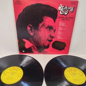 JOHNNY CASH 1973 DOUBLE ALBUM THE MAN WORLD HIS MUSIC 2LP Vinyl Sun Records Hits - Picture 1 of 24