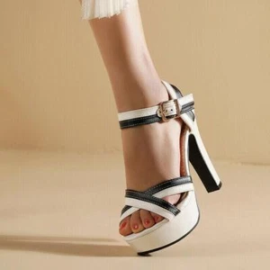 Sandalias con cordones para mujer punta abierta plataforma correa al tobillo zapatos tacones altos moda - Imagen 1 de 9