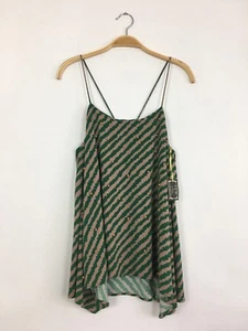 TBAGS LA Sleeveless Striped Beaded Front Asymmetrical Tank Top Green S $202 B5 - Picture 1 of 3