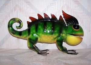 Gecko 14,5 Zoll grüner Tiger Gecko Metall Southwestern Regal Kunst - Bild 1 von 4