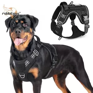 rabbitgoo Dog Harness No Pull Tactical Vest Adjustable Reflective Military Black - Picture 1 of 13