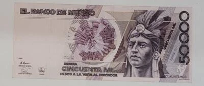50.000 Pesos 1990 México Banco de México Serie GY Sobre Unc Foto 1 de 2