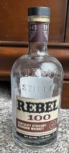 REBEL 100 - 100 PROOF 750ML LEERE FLASCHE MIT KORK - Top Zustand - Bild 1 von 4