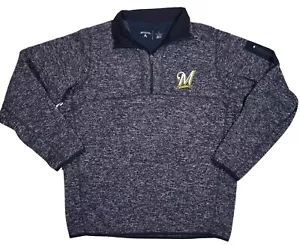 Pullover Antigua Milwaukee Brewers 1/4 cremallera para hombre talla L bolsillo para el hombro de béisbol - Imagen 1 de 4
