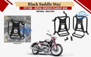 Saddle Stay Mount Pair "Black Fit For Royal Enfield Classic 650" - Picture 1 of 8