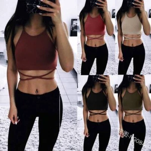 Sexy Women's Summer Sling Color 2024 Vest Short Selling Hot Solid - Picture 1 of 22
