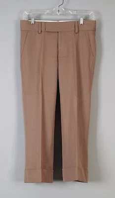 JUICY COUTURE Vintage Y2k 2000s Brown Wide Wool Cuffed Cropped Pants Trousers 25 - Image 1 of 4