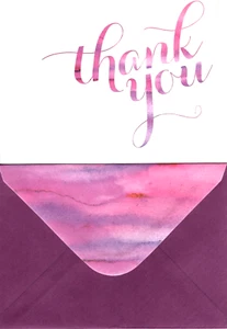 Purple Marble Marbled Thank You Note Cards Blank Inside Note Cards - Set of 8 - Picture 1 of 2