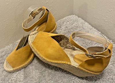 Seychelles Espadrille Sandals Women's 9.5 Leather, Wedge Yellow Cute - Image 1 of 4