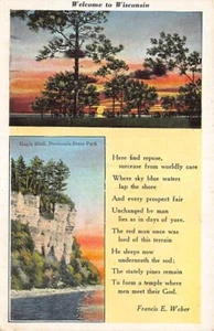 Postkarte WI: Willkommen in Wisconsin, Gedicht, WB, 1920er Jahre - Bild 1 von 2