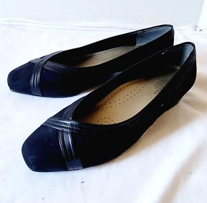 NEW Walking Cradles Black Suede 10 W Ballet Shoes Slip Ons - Picture 1 of 8
