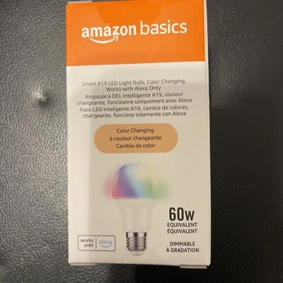 ( 2 Pack ) Amazon Basics Smart A19 LED Light Bulb | 7.5W, Color Changing, Wi-Fi, - Image 1 of 4