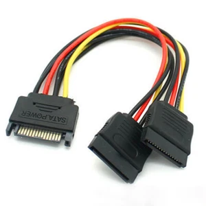 SATA Power Cable 15 Pin SATA Y Splitter Adapter 15 Pin Male to Dual Female Cable - Picture 1 of 12