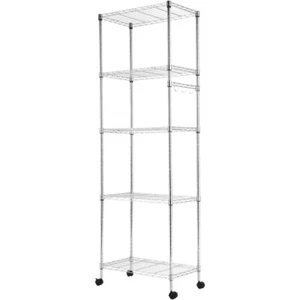 Standregal Gitterregal Lagerregal 5 Etagen Küchenregal Metall Regal mit Rollen - Imagen 1 de 8