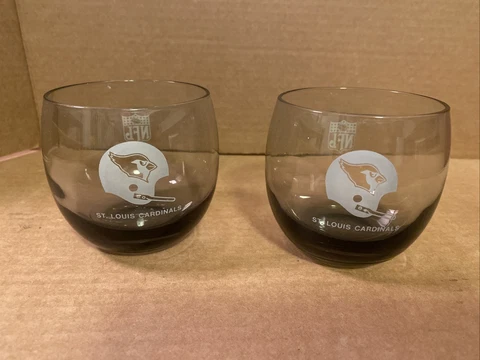 Vintage St. Louis Cardinals NFL roly poly smoky glass lot of 2 Cover