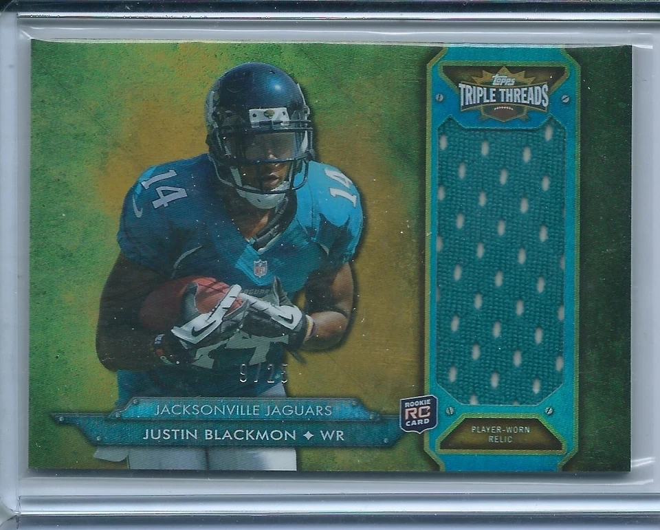 2012 Triple Threads Justin Blackmon GOLD JERSEY RELIC RC 9/25 JAGUARS - Image 1 of 1