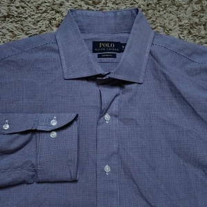 Polo Ralph Lauren Purple Men Sz L 16.5 34-35 Custom Fit Long Sleeve Button Up - Picture 1 of 10