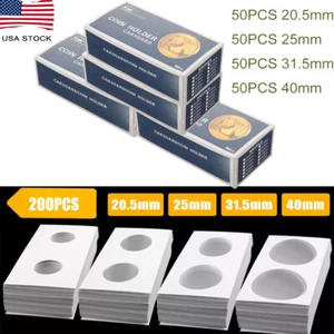 200x Portamonedas 2 X 2 Cartón Mylar Flips 20.5mm 25mm 31mm 40mm Moneda/Centavo - Imagen 1 de 12