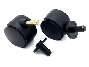 TWIN WHEEL CASTORS 40mm black ferrule fitting furniture castor wheels (774) - Picture 1 of 8