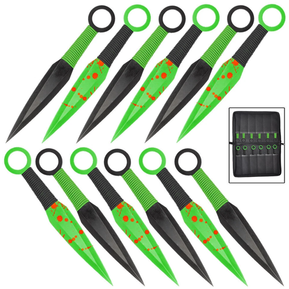 Martial Arts 12-Piece Kunai Throwing Knife Set - Stainless-Steel Knives w/ Case - Image 1 of 3