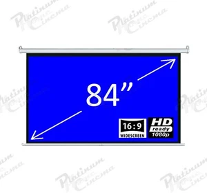 84" Electric HD Projector Screen Home Cinema Aspect Ratio 16:9 Matte White - Picture 1 of 8