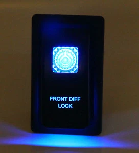 Dual LED Backlit Laser Etched Front DIFF Lock Rocker Switch -With Mounting Panel - Picture 1 of 8