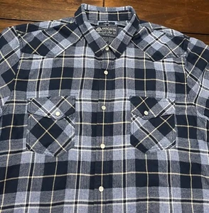 American Rag Pearl Snap Blue Plaid Long Sleeve Flannel Shirt Men’s Size L. - Picture 1 of 5