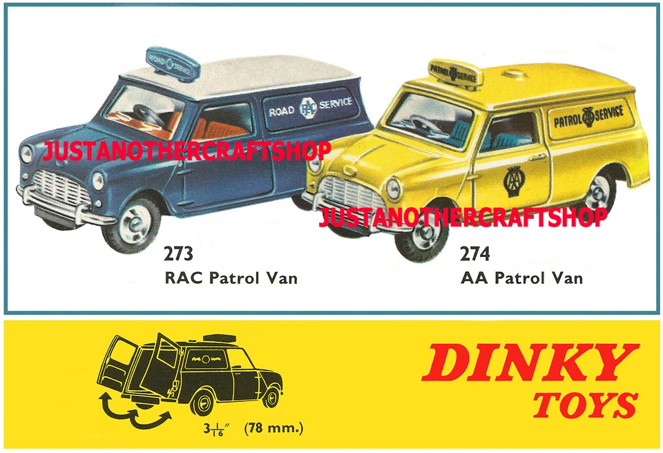 Dinky Mini Van 273 & 274 RAC & AA Patrol A3 size Poster Advert Leaflet Sign - Image 1 of 1