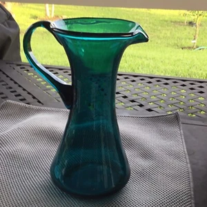 🏵️ MCM Retro Mod Carafe EWER Venetian EMPOLI TEAL BLUE PITCHER - Picture 1 of 7