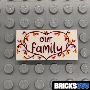 Lego New White Tile 2 x 4 "Our Family" Sign in Heart Branch Part Home Decor Love - Picture 1 of 4