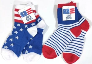 Patriotic Socks Boys Girls Ankle Stars and Stripes Sock Size 7-8.5 USA Kids Gift - Picture 1 of 4
