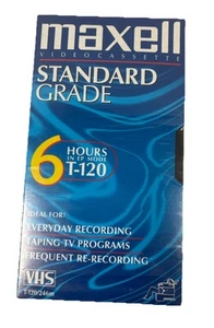 Blank Tapes Maxell VHS T-120 Standard Grade New Sealed 6 Hour Recording - Picture 1 of 2