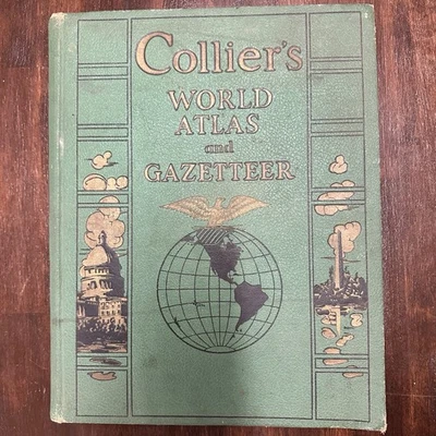 Colliers World Atlas and Gazetteer 1941 Vintage Maps Book Hardcover - Image 1 of 4