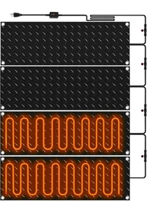 Riakrum 4 Pcs 10 x 30 Inch Heated Snow Ice Melting Mats Outdoor Winter Heated - Picture 1 of 5