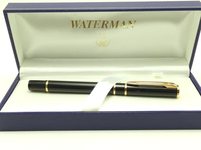 Vintage Waterman Laureat Mk II Black Laque Fountain Pen, GT, M Nib, Box  *MINT* - Image 1 of 4