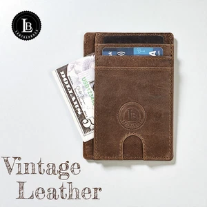 Leatherboss Genuine Leather Card Case with Clear ID Slot for Men & Women - Picture 1 of 63