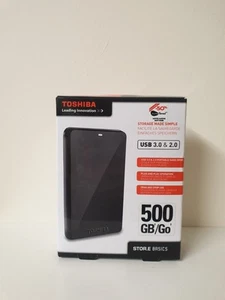 Black Toshiba Canvio Basics 500GB Portable External Hard Drive - HDTB305EK3AA - Afbeelding 1 van 13