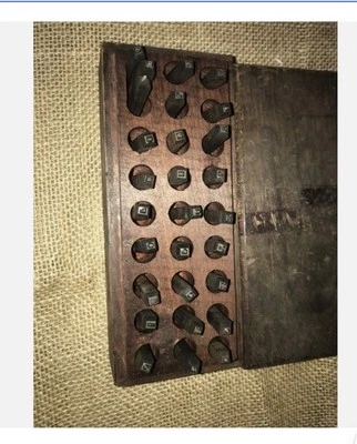 Set Of 28  Mathews Metal Stamping Letters In Wooden Box Vintage 1/16 Complete? - Image 1 of 4